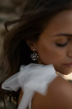 Art Déco-Braut Ohrstecker in Fächer-Optik><noscript><img width=