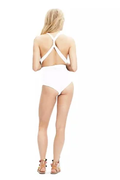 Badeanzug mit Wickeloberteil – Swimsuit Ivory><noscript><img width=