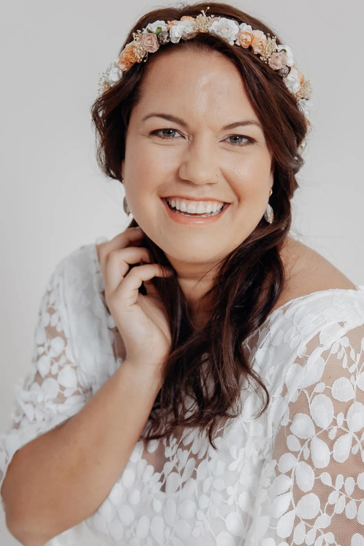 Blumenkranz im Vintage Stil mit Schleierkraut und Blüten in Rosé und Ivory>Esperanza Outlet