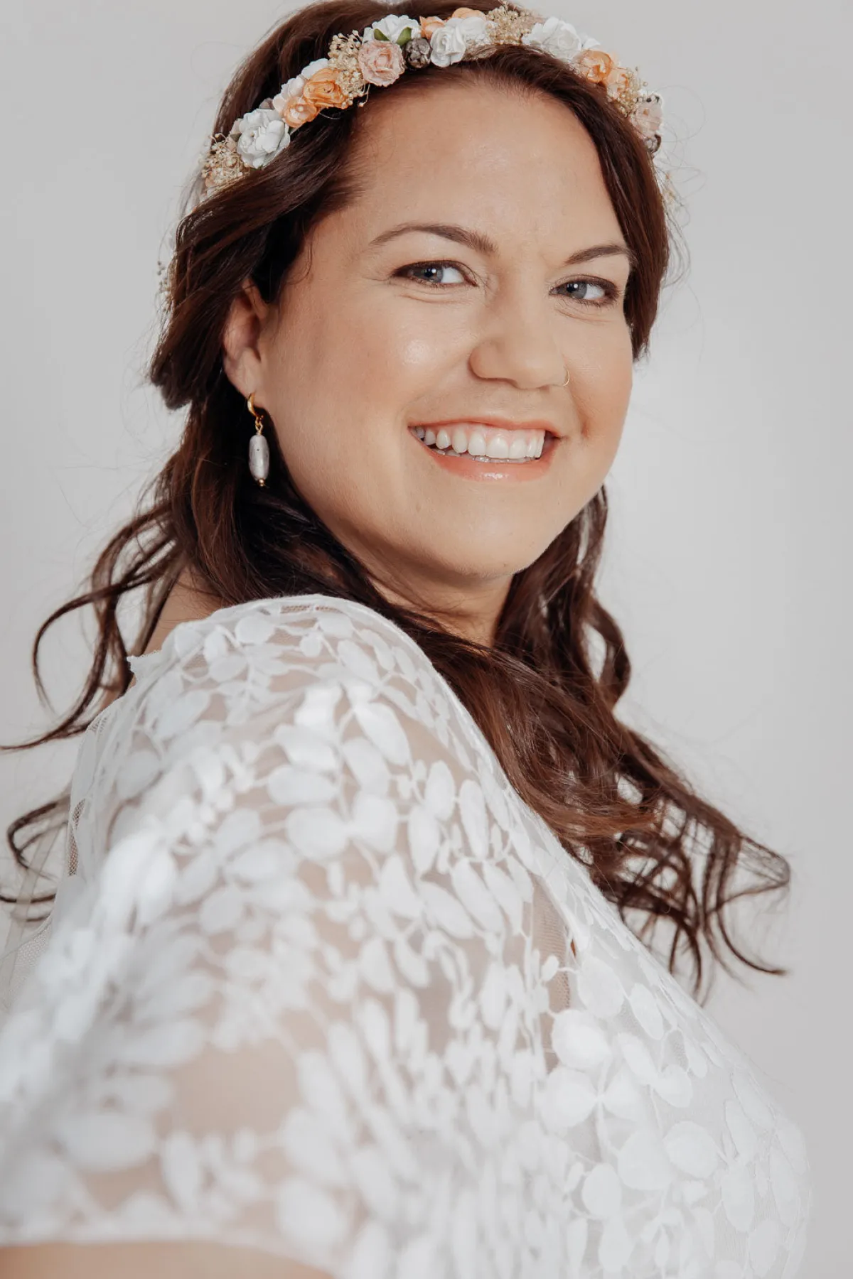 Blumenkranz im Vintage Stil mit Schleierkraut und Blüten in Rosé und Ivory>Esperanza Outlet