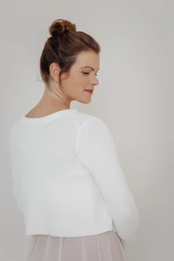Braut Cardigan aus Stretch-Strick mit Schleife><noscript><img width=