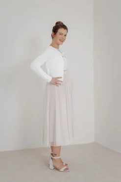 Braut Cardigan aus Stretch-Strick mit Schleife><noscript><img width=