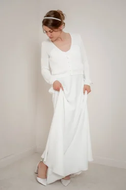 Braut Cardigan mit Perlenknöpfen><noscript><img width=