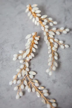 Braut Haarklammer, Haarschmuck mit Opalsteinen><noscript><img width=