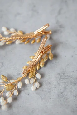 Braut Haarklammer, Haarschmuck mit Opalsteinen><noscript><img width=