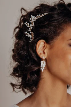 Braut Haarklammer, Haarschmuck mit Opalsteinen><noscript><img width=