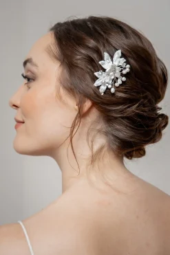Braut Haarklammer mit Spitze, Süßwasserperlen und Strass>Poirier Clearance