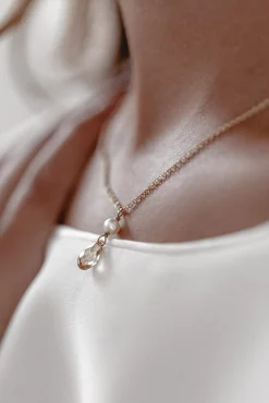 Braut Halskette mit Kristall-Tropfen und Süßwasserperle – Cupid><noscript><img width=