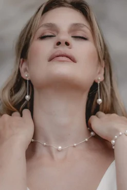 Braut Halskette mit Perlenanhängern – Out Of The Shell><noscript><img width=