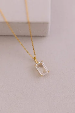 Braut Halskette mit Smaragdschliff-Kristall – Icon>Juvelan