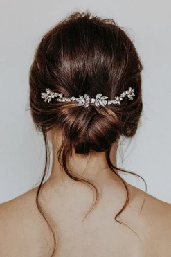 Braut Headpiece in Roségold mit Strass-Blättern>La Chia New