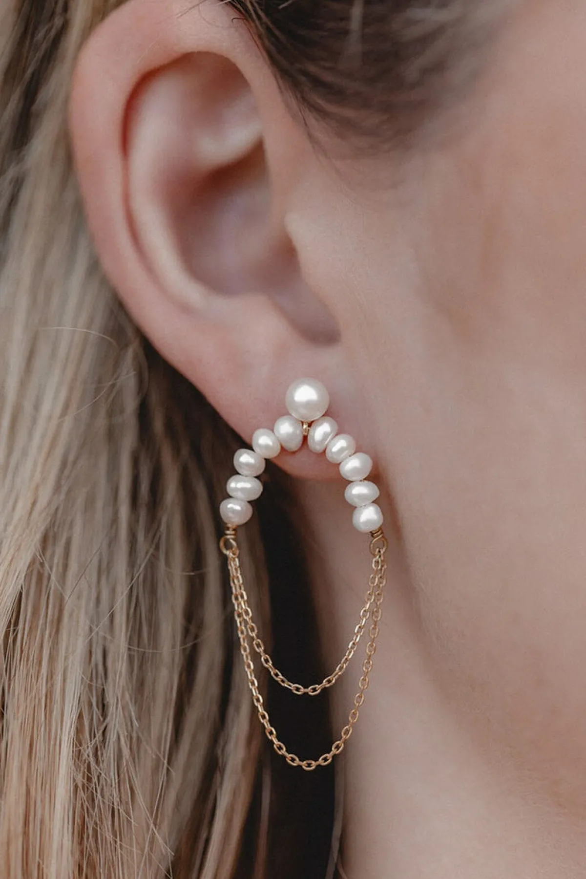 Braut Ohrringe mit Perlen und Kettengliedern – Waverider>Juvelan Hot