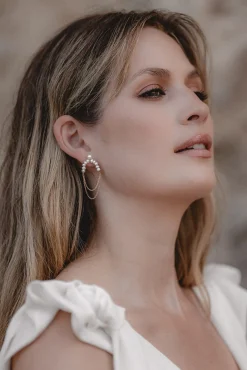 Braut Ohrringe mit Perlen und Kettengliedern – Waverider>Juvelan Hot