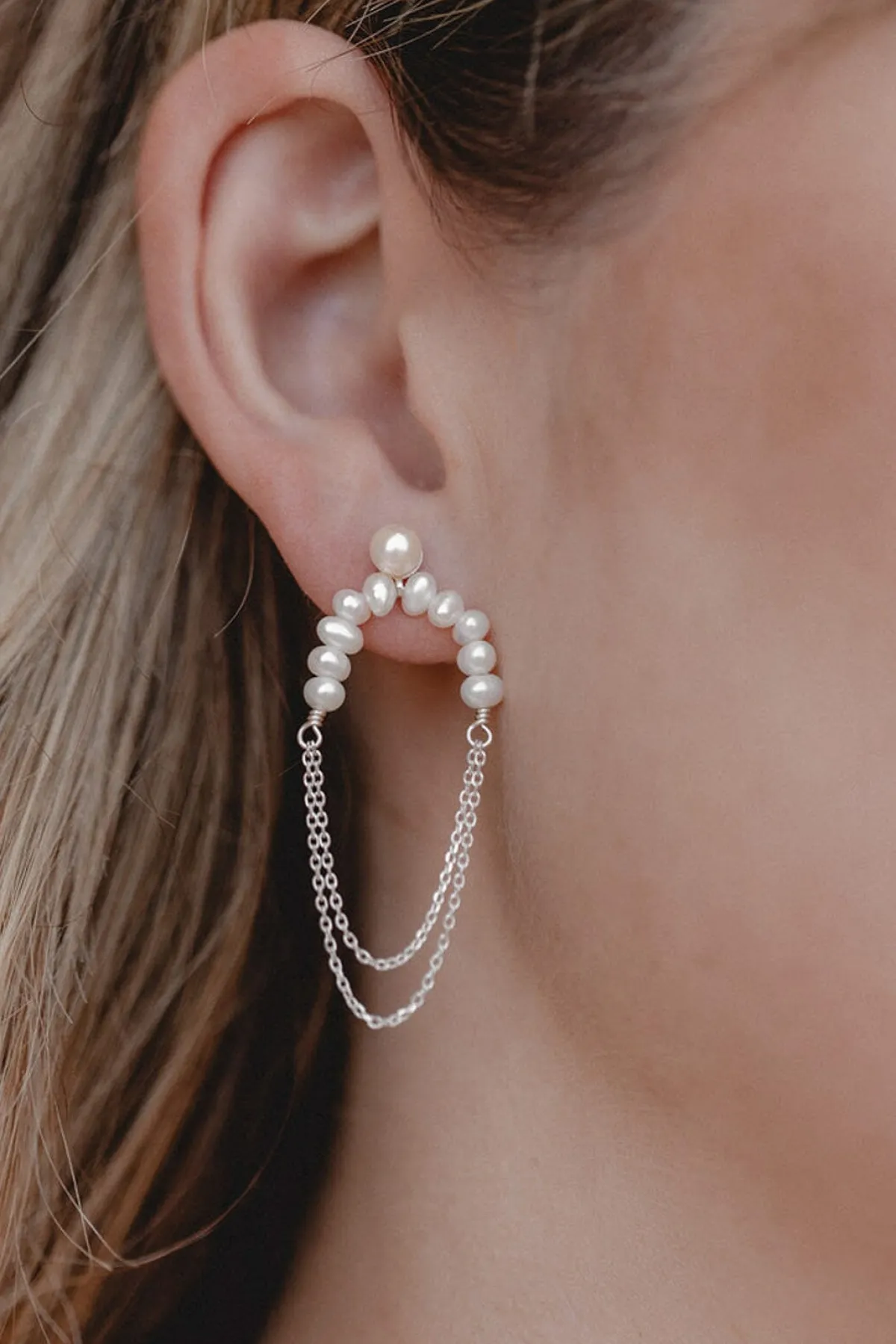 Braut Ohrringe mit Perlen und Kettengliedern – Waverider>Juvelan Hot