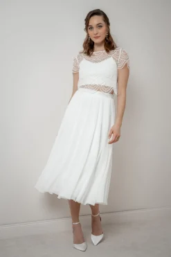 Braut Rock aus Chiffon in Midi-Länge – Mireya><noscript><img width=