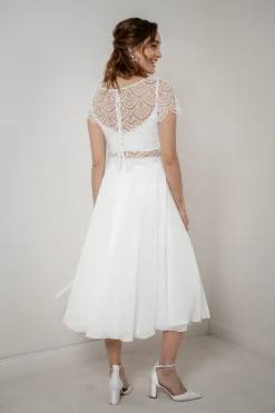 Braut Rock aus Chiffon in Midi-Länge – Mireya><noscript><img width=