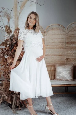 Braut Rock aus Chiffon in Midi-Länge – Mireya><noscript><img width=