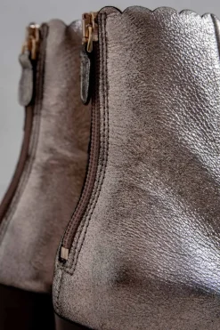 Braut Stiefelette aus Metallic-Leder - Giselle Gold><noscript><img width=
