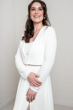 Braut Strickjacke mit tiefem Ausschnitt>Bianco Evento Sale