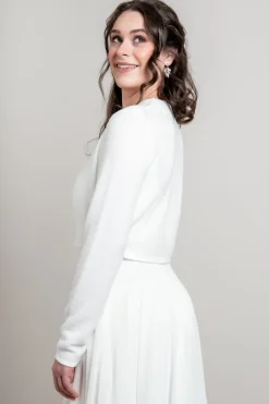 Braut Strickjacke mit tiefem Ausschnitt>Bianco Evento Sale