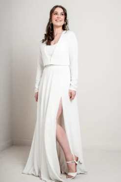 Braut Strickjacke mit tiefem Ausschnitt><noscript><img width=