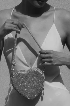 Braut Tasche in Herzform – Midi Heart Bag Crystal Silver |><noscript><img width=