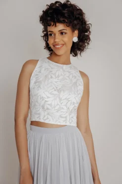 Braut Top mit Blätter-Muster und Rückenausschnitt – Emilia><noscript><img width=