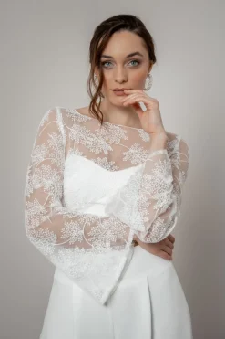Braut Top mit Trompetenärmeln – Safi>noni