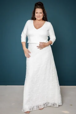 Braut Top mit V-Ausschnitt und Dreiviertelärmeln – Sheyla Curvy>noni