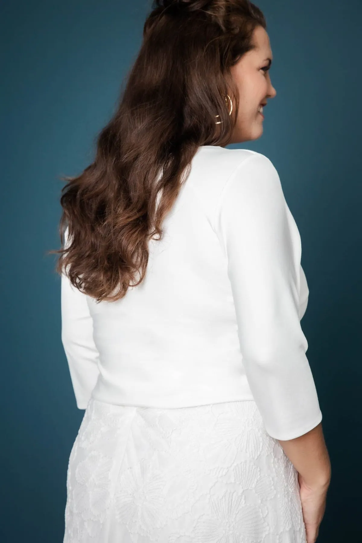 Braut Top mit V-Ausschnitt und Dreiviertelärmeln – Sheyla Curvy>noni