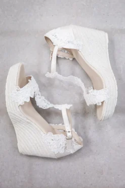 Braut Wedges, Sandalette mit Blumenspitze - Viena><noscript><img width=