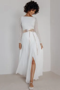 Brautgürtel Roségold, aus feinem Leder – Marielle><noscript><img width=