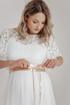 Brautgürtel Roségold, aus feinem Leder – Marielle><noscript><img width=