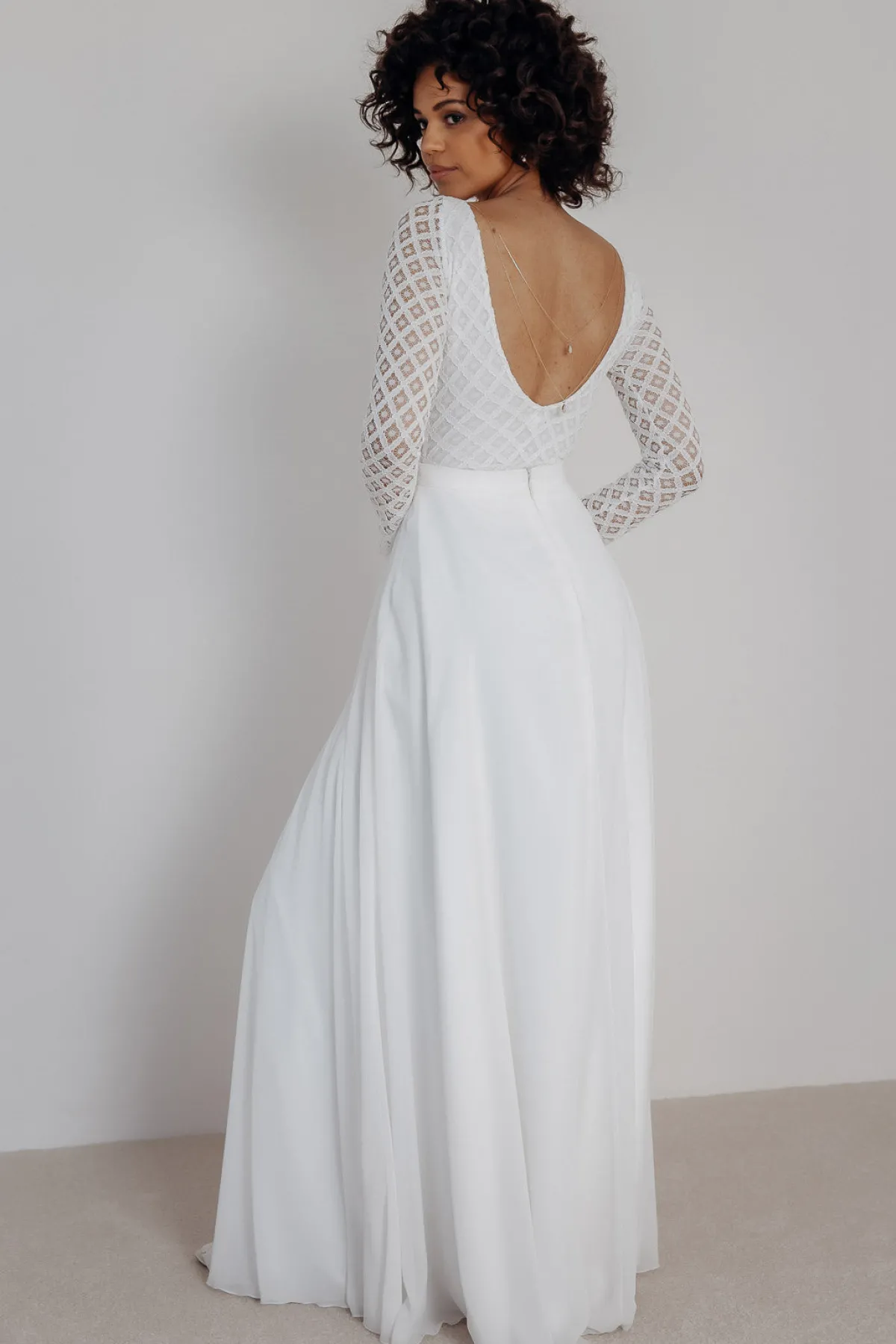 Brautschmuck, zweireihige Rückenkette mit Strasstropfen>La Chia Sale