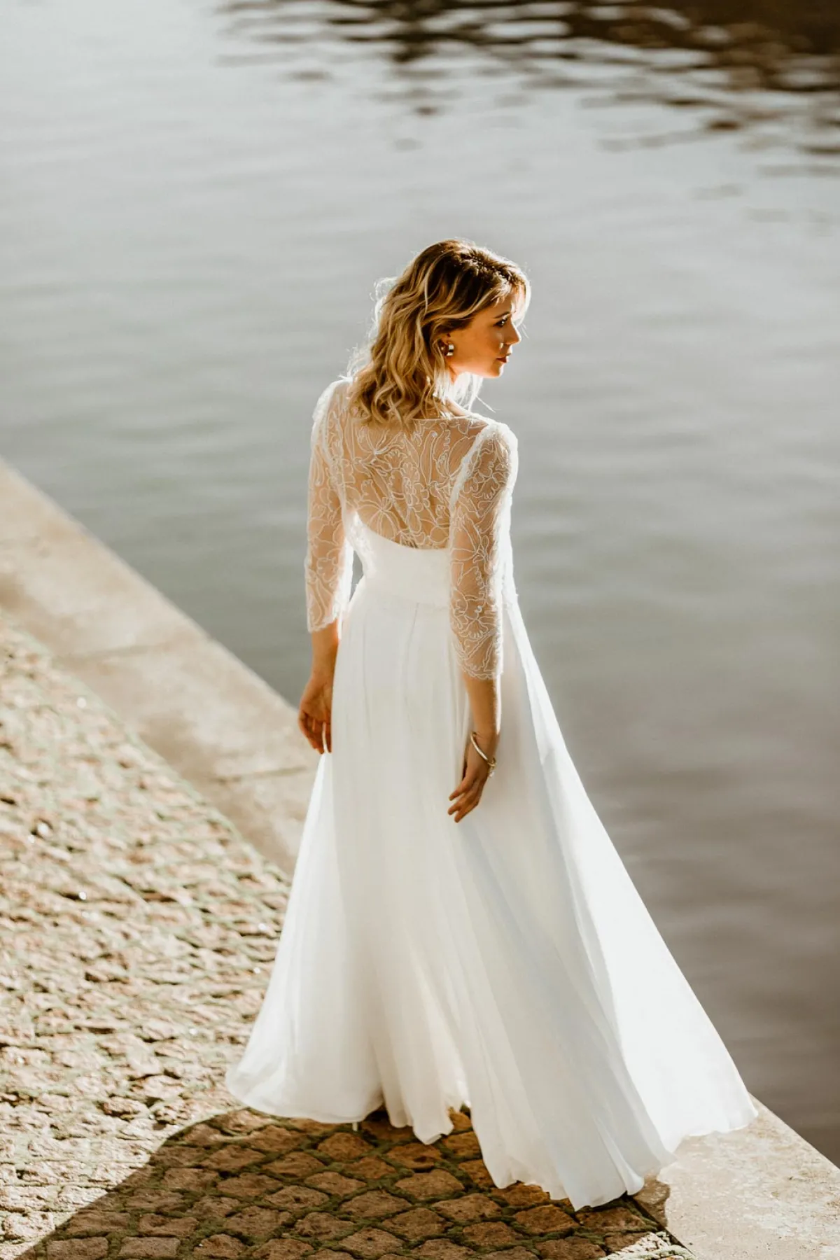 Chiffon-Braut Rock in Bodenlänge – Isla>noni Online