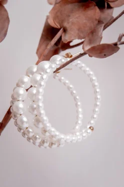 Creolen mit doppeltem Perlen-Hoop><noscript><img width=