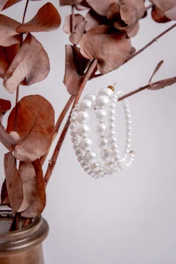 Creolen mit doppeltem Perlen-Hoop><noscript><img width=