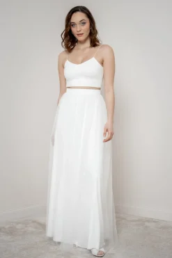 Crop Top für die Braut mit dünnen Trägern in Ivory – Corie crop><noscript><img width=