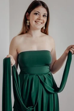 Dunkelgrünes Unterziehtop – Long Jersey Bandeau Forest Green>twobirds New