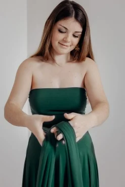 Dunkelgrünes Unterziehtop – Long Jersey Bandeau Forest Green><noscript><img width=