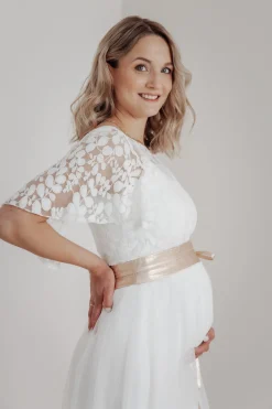 Elastischer Midi-Braut Rock in Ivory – Mailenn Eco><noscript><img width=