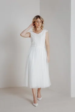 Elastischer Midi-Braut Rock in Ivory – Mailenn Eco><noscript><img width=