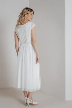 Elastischer Midi-Braut Rock in Ivory – Mailenn Eco><noscript><img width=
