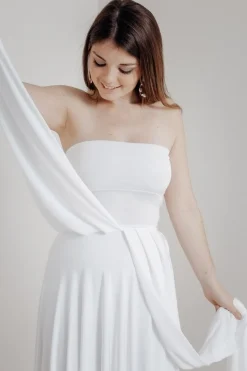 Elastisches Unterziehtop – Long Jersey Bandeau Ivory><noscript><img width=