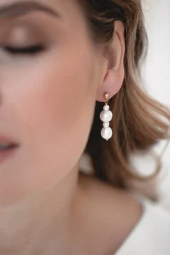 Elegante Braut Ohrringe mit Perlen Anhänger - Love Match><noscript><img width=