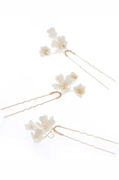 3-er Set Haarpins mit künstlichen Blüten>Poirier Sale