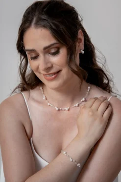 Filigrane Braut Halskette mit Perlen><noscript><img width=