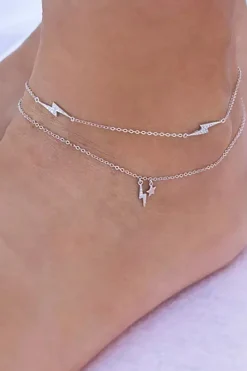 Fußkettchen mit funkelnden Blitz-Anhängern><noscript><img width=