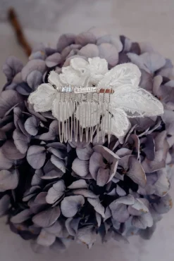 Funkelnder Braut Haarkamm in Ivory><noscript><img width=