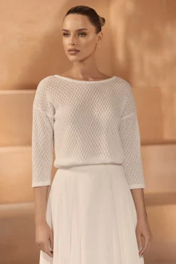 Gemusterter Braut Pullover in Ivory>Bianco Evento Discount